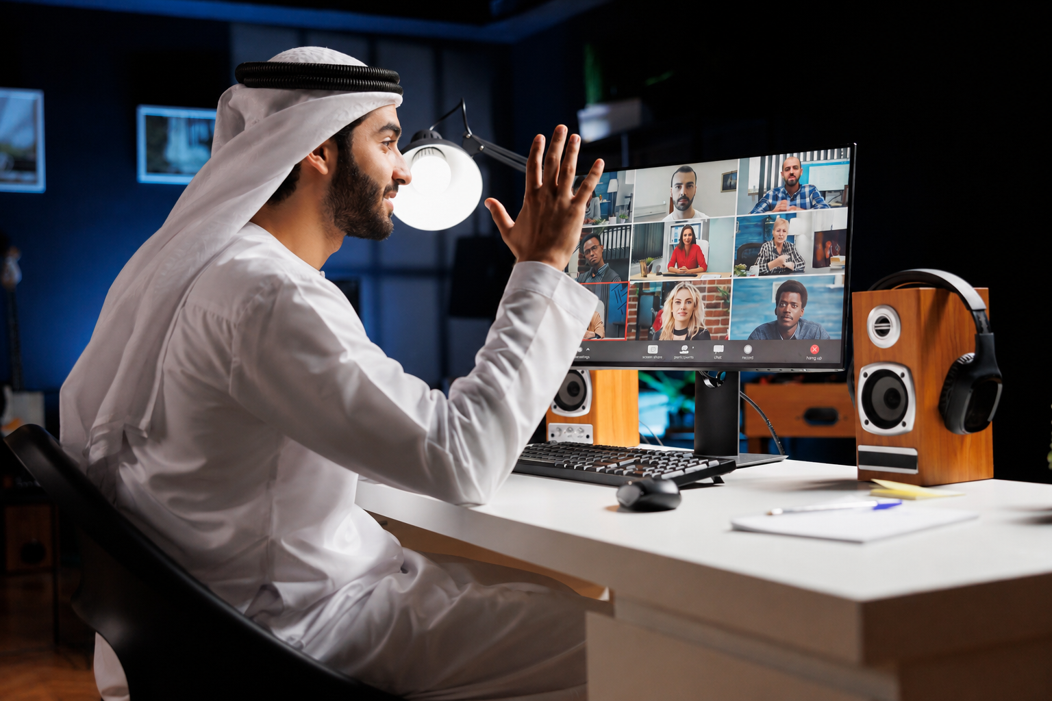 Remote management training via video conferencing